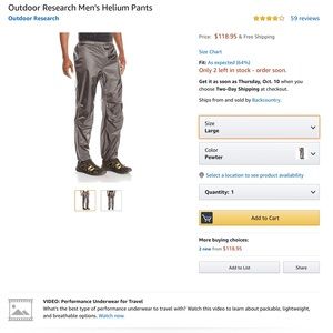 Pertex Outdoor Research Helium Pants